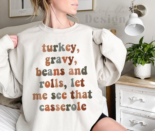 Turkey Gravy Beans and Rolls Grey Graphic Sweatshirt image 0