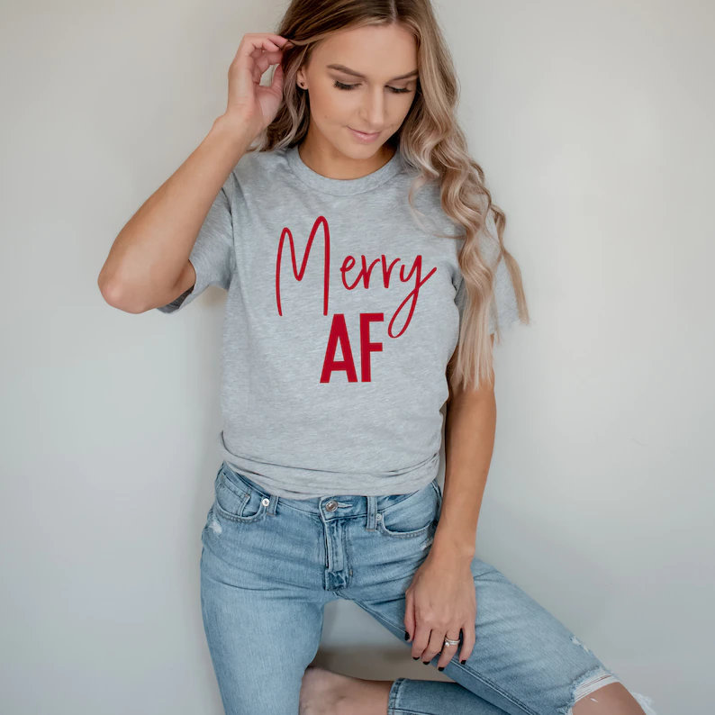 Merry AF Grey Graphic Tee image 0
