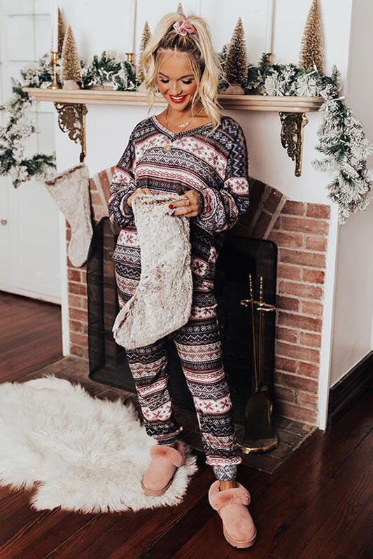 Holly And Jolly Black Christmas Print Pajama Joggers image 1