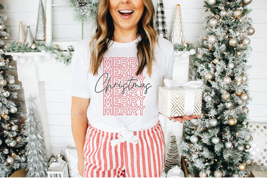 Merry Christmas White Graphic Tee image 0