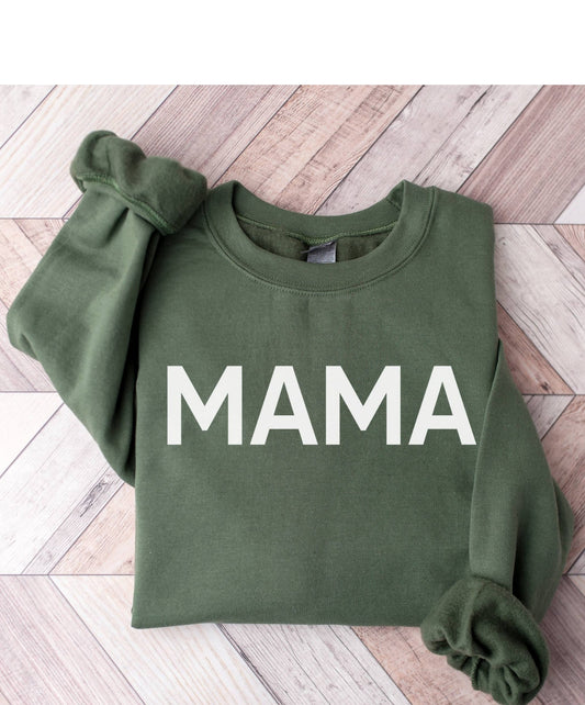 MAMA Olive Green And White Graphic Sweatshirt image 0
