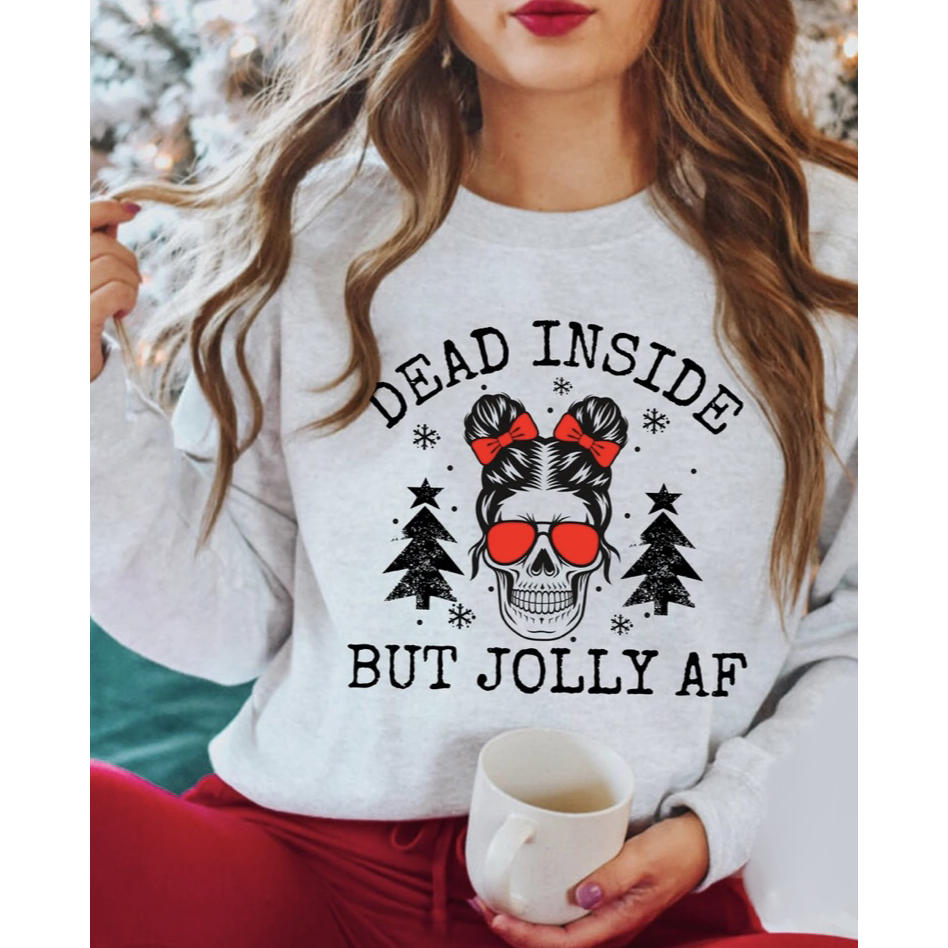 Dead Inside But Jolly AF Ivory  Sweatshirt image 0