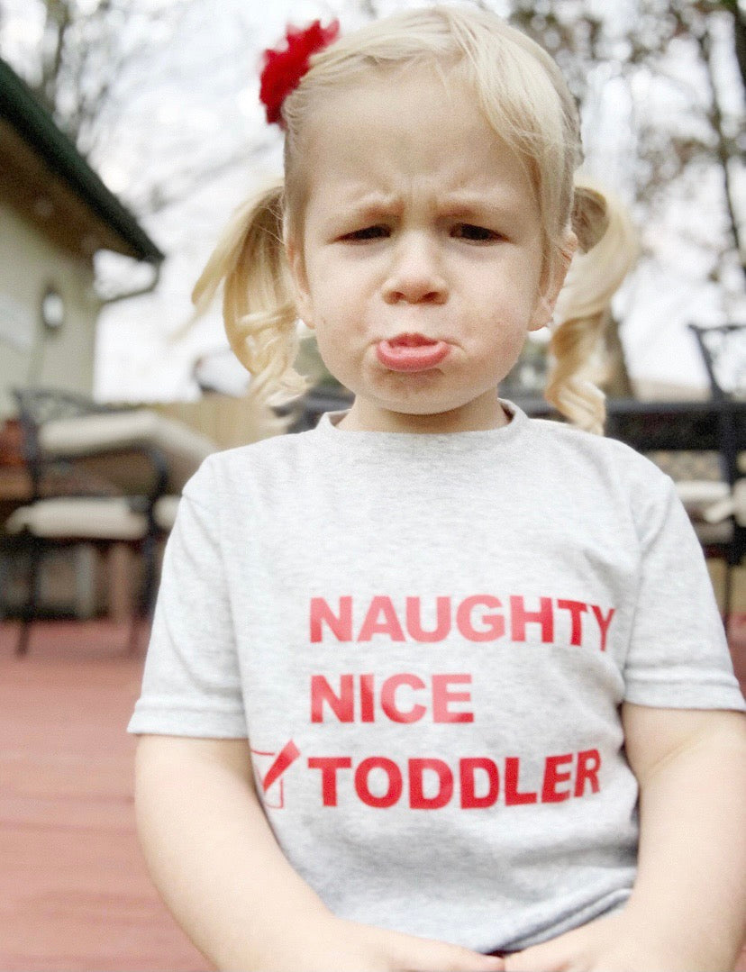 Naughty Nice Toddler Grey and Red Graphic Tee image 0