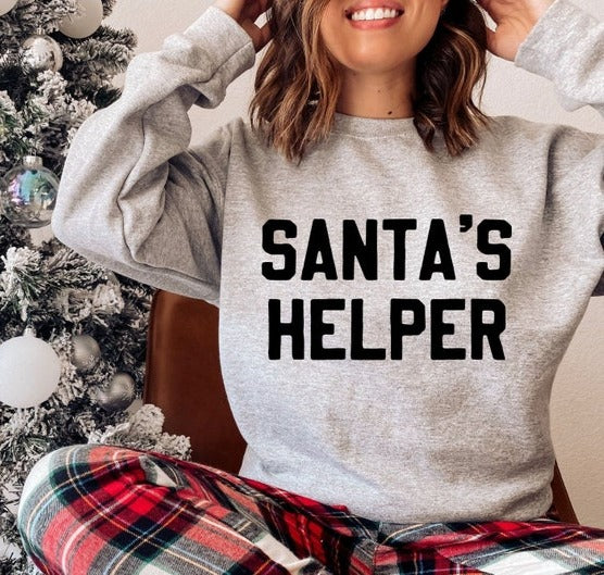 Santa's Helper Grey Graphic Sweatshirt image 0