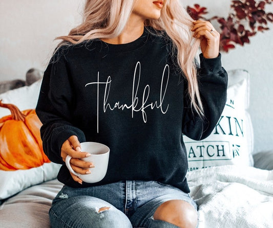 THANKFUL BLACK GRAPHIC SWEATSHIRT image 0