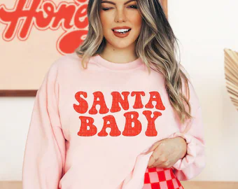 Santa Baby Pink and Red Graphic Sweatshirt image 0